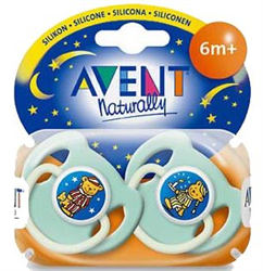 avent 8481 пустышка ночная силиконовая 6-18м 2 шт фото