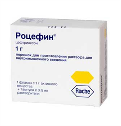 роцефин порошок в/м 1000 мг n1 фл плюс растворитель 3,5 мл фото