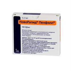 новорапид пенфилл раствор для инъекций 100 ед/мл 3 мл n5 картриджей фото