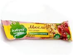 азбука здоровья мюсли батончик брусника и малина 30 г фото