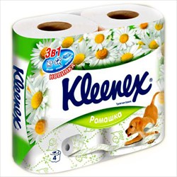 клинекс бумага туалетная белая ромашка n4 рулона фото