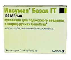 инсуман базал суспензия для инъекций 100 ме/мл 3 мл n5 шприц-ручек солостар фото