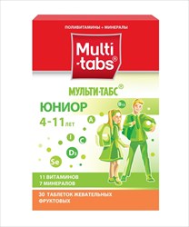 мульти-табс юниор 4 - 11 года фруктовый n30 таблетки жевательные фото