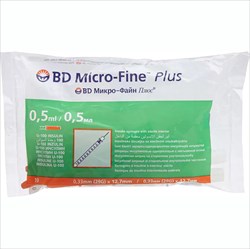 шприц инсулин bd микро-файн плюс u-100 0,33ммx12,7мм р g29 0,5мл n10 фото