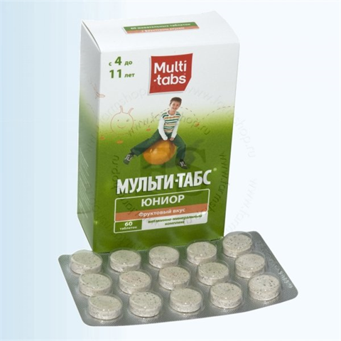 мульти-табс юниор 4 - 11 года фруктовый n60 таблетки жевательные фото