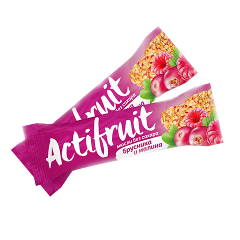 актифрут батончик-мюсли б/сахара 30г брусника и малина фото
