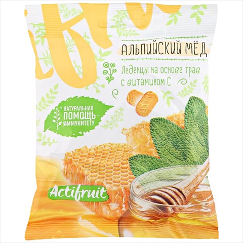 актифрут витамин с карамель леденц 60г вкус альпийского меда фото