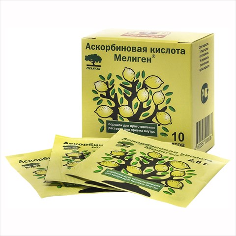 аскорбиновая к-та-мелиген пор для р-ра для внутр пак 2,5г n10 фото