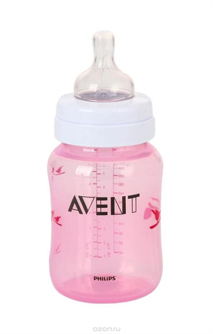 авент бутылочка классик 260 мл (81464) розовая медленный поток фото