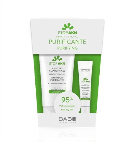 babe stop akn набор двухступенчатый уход для жирной кожи (гель очищающий 200мл плюс эмульсия матирующая 50мл) фото