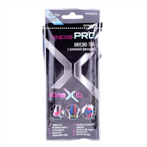 бинт эласт кинезио-тейп кинексиб про 5смx1м с усиленной фикс синий фото