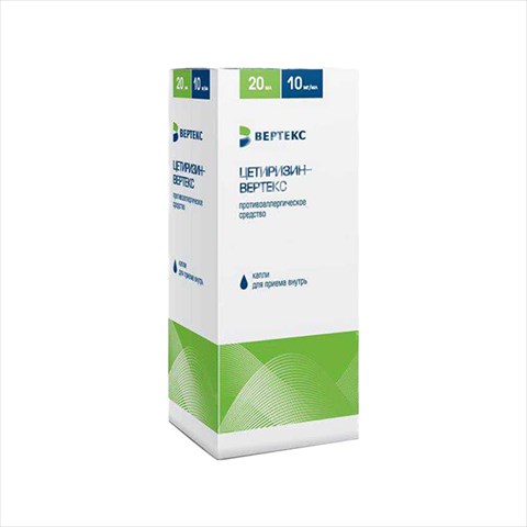 цетиризин-вертекс капли для внутр примен 10мг/мл 20мл фото