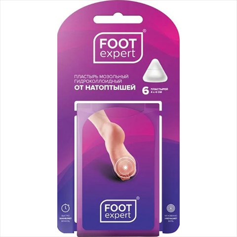 фут пластырь expert гидроколлоидный от натоптышей 4 см х 4 см треугольный р m 6 шт  фото