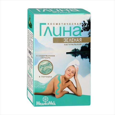 глина пор 100г зеленая с серебром фото