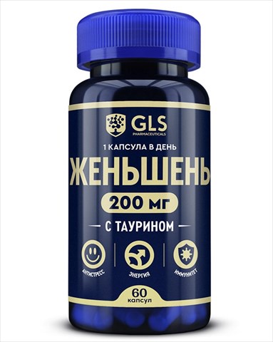 gls женьшень 200 мг с таурином капс 400мг n60 фото