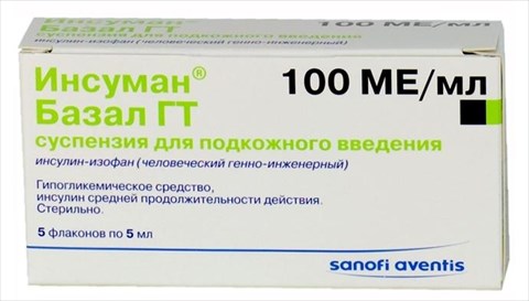 инсуман базал гт суспензия для инъекций 100 ме/мл 5 мл n5 флакон фото