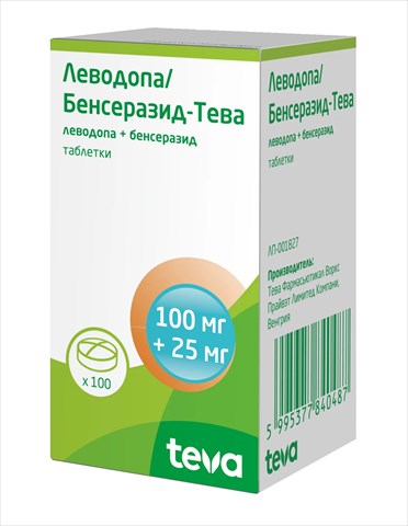 леводопа/бенсеразид-тева таб 100мг плюс 25мг n100 фото