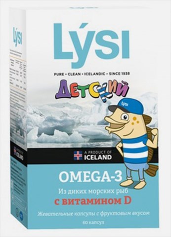 lysi omega-3 с витамином д детские жевательные фруктовый вкус 60 капсул фото