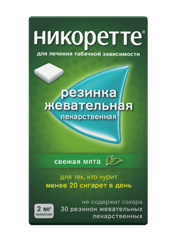 никоретте жевательная резинка 2 мг n30 свежая мята фото