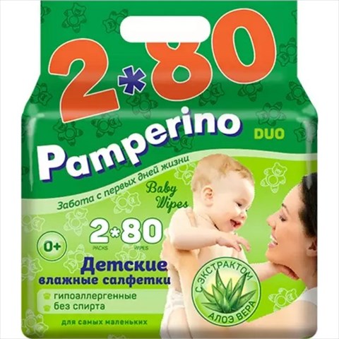памперино салфетки влаж для дет 80шт n2 алоэ вера фото