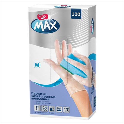перчатки др макс виниловые р m n100 шт фото