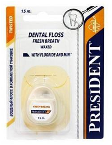 президент флосс з/нить 15м арт 133 вощенная с фтором и мятой фото