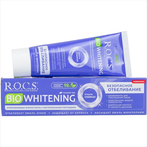 рокс зубная паста безопасное отбеливание 94г/75мл биовайтенинг фото