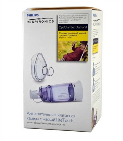 спейсер оптичамбер диамонд с детской маской среднего размера 1-5 лет фото