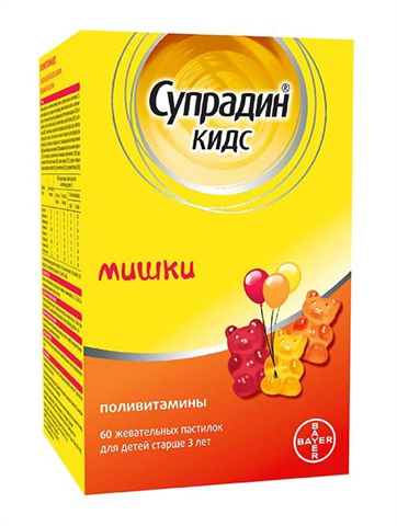 супрадин кидс мишки пастилки жевательные n60 (с 3-х лет) фото