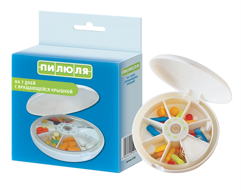 таблетница пилюля на 7 дней с вращающейся крышкой фото