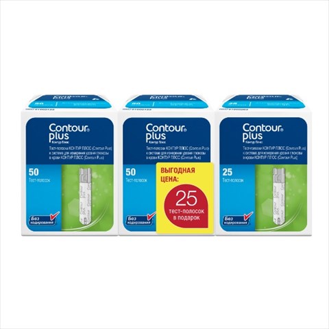 тест-полоски контур плюс к глюкометру n50 2 уп плюс 25 шт фото