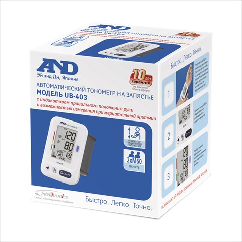 тонометр and ub-403 автоматический на запястье с двумя блоками питания фото