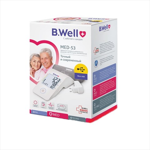 тонометр автомат b well med-53 индикатор аритмии память 90дн плюс адаптер фото