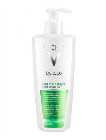 виши деркос шампунь-уход п/перхоти 390мл для жирн кожи головы фото
