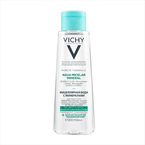 виши пюрте термаль вода мицелл 200мл для жирн и комб кожи с минералами фото